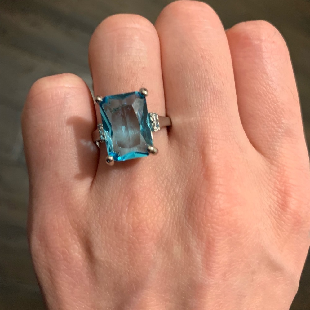 Silver Women Jewelry Aquamarine Bridal Ring - Picture 4 of 4